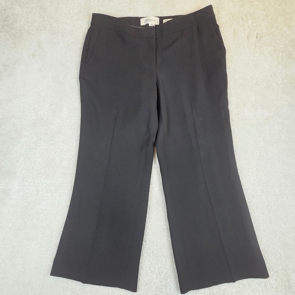 NWT Lafayette 148 New York Manhattan Black Wide Leg Crop Trousers Size 8